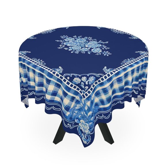 Blue White Tablecloth | Floral table cloth | Rectangle Square or Round Fit  gift - Picture 4 of 5